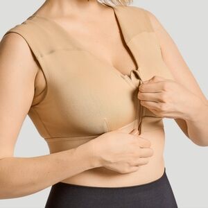 Zip Up Shoulder Support Bra: Nude NWT